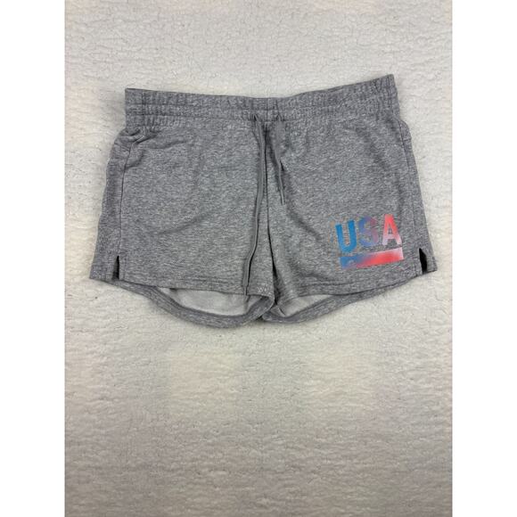 Adidas Sweat Shorts Womens Size M Gray USA Drawstring Knit Workout Gym Shorts - Picture 1 of 7